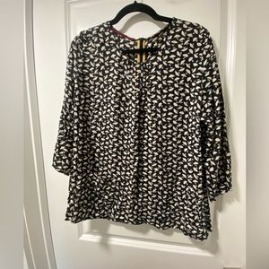 Boden Black and White ☂️ Umbrella Print Blouse